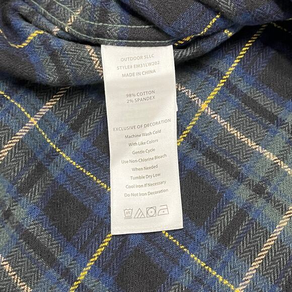 Eddie Bauer Favorite Flannel Tartan Blue Mens M Relaxed Fit Outdoor Button Shirt - Picture 5 of 9